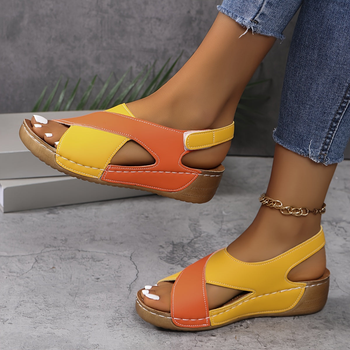 Phoebe – Cross Strap Slingback Wedge Sandals