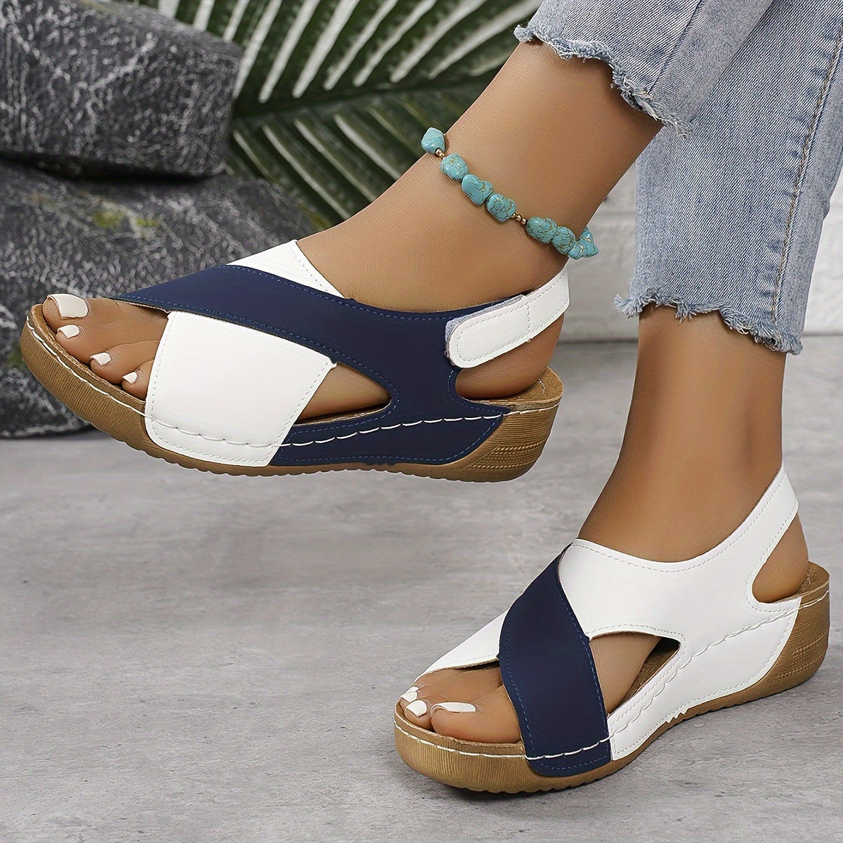 Phoebe – Cross Strap Slingback Wedge Sandals