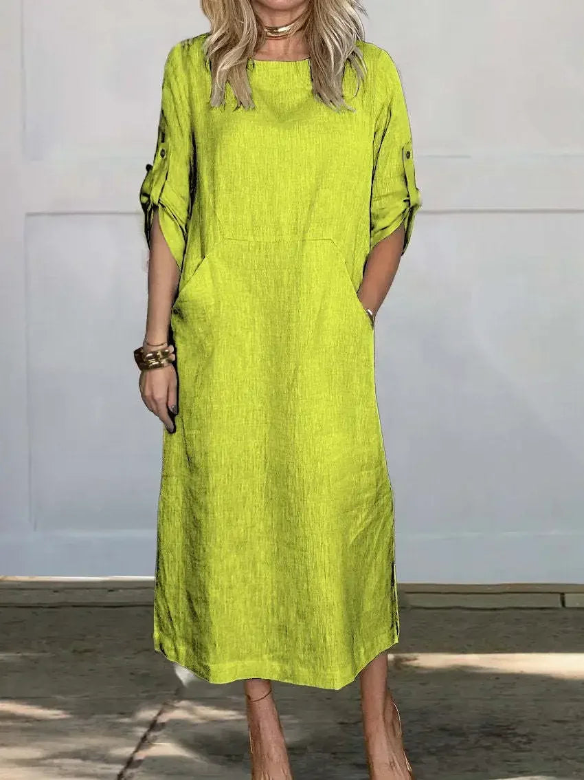 Violet – Crew Neck A Line Maxi Dress