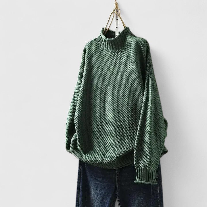 Natalie – Mock Neck Relaxed Knit Sweater
