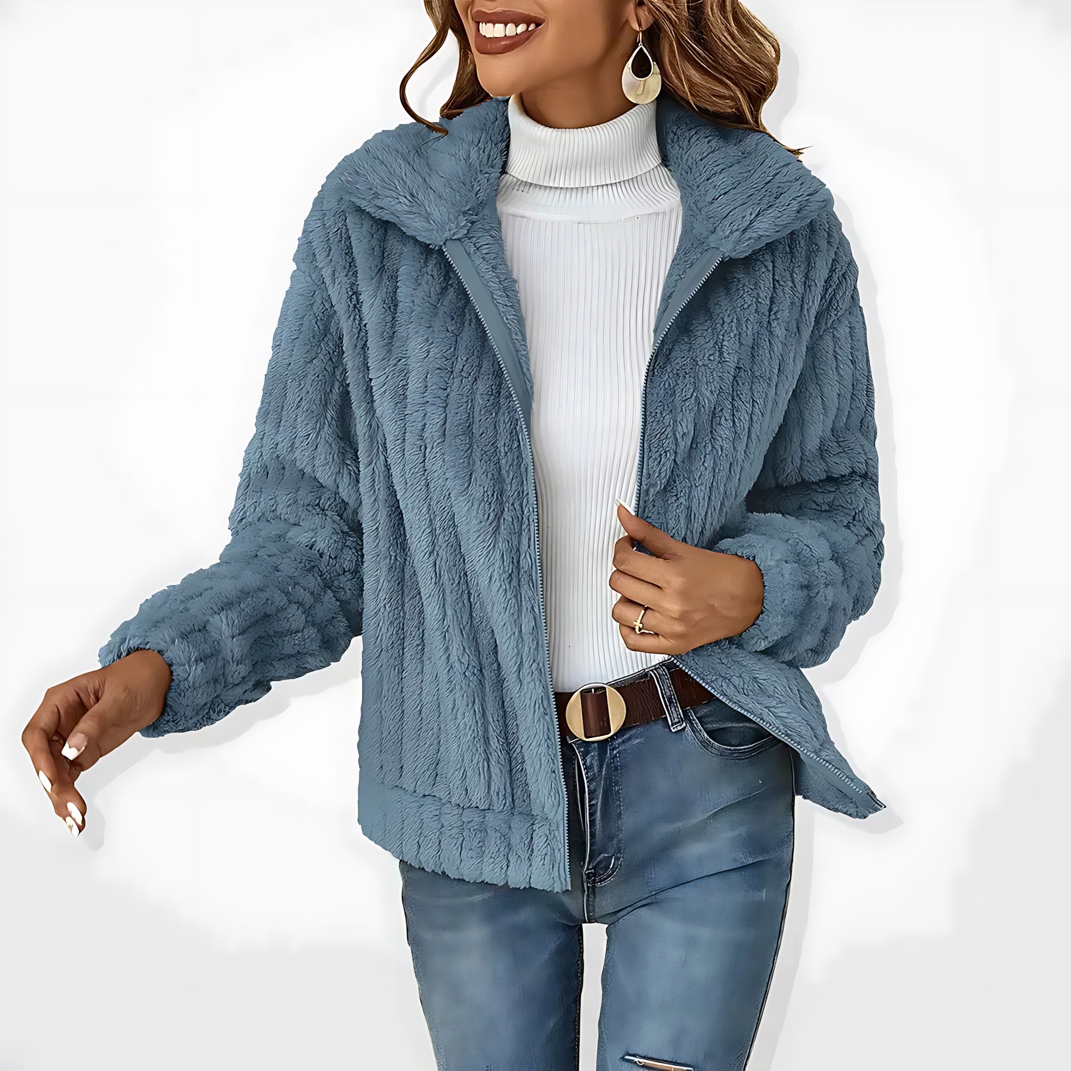 Abigail – Plush Teddy Zip Up Jacket