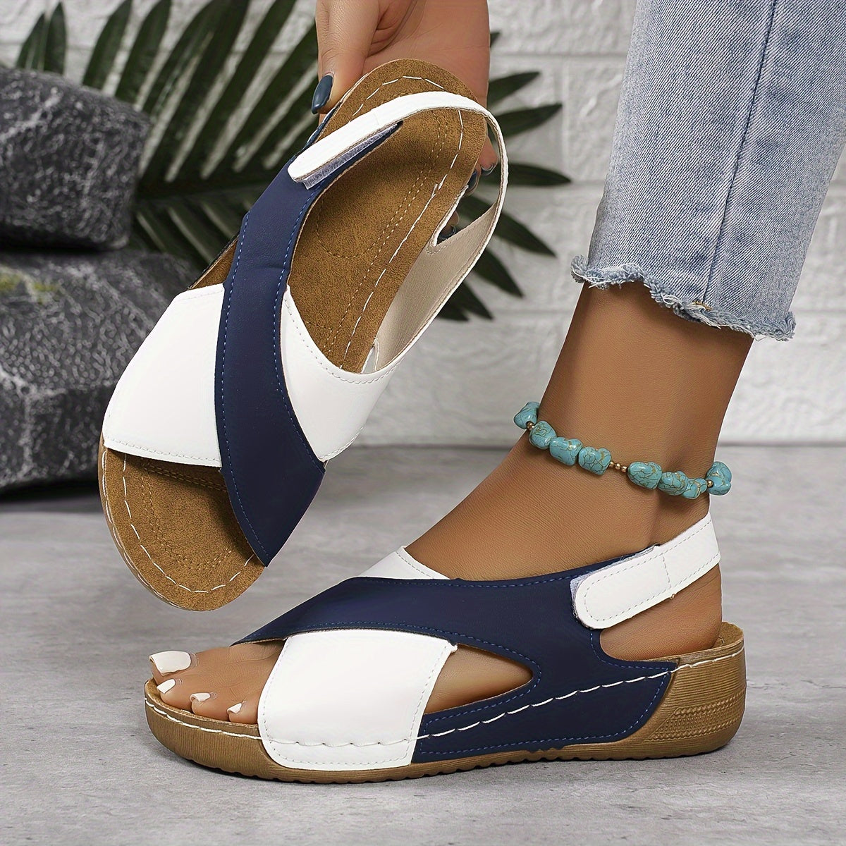 Phoebe – Cross Strap Slingback Wedge Sandals
