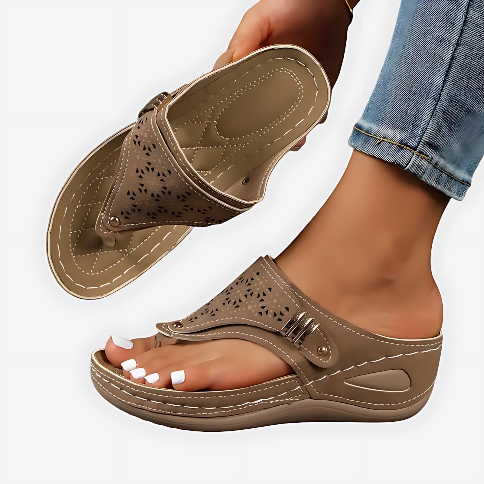 Brooke – Suede Wedge Slide Sandals