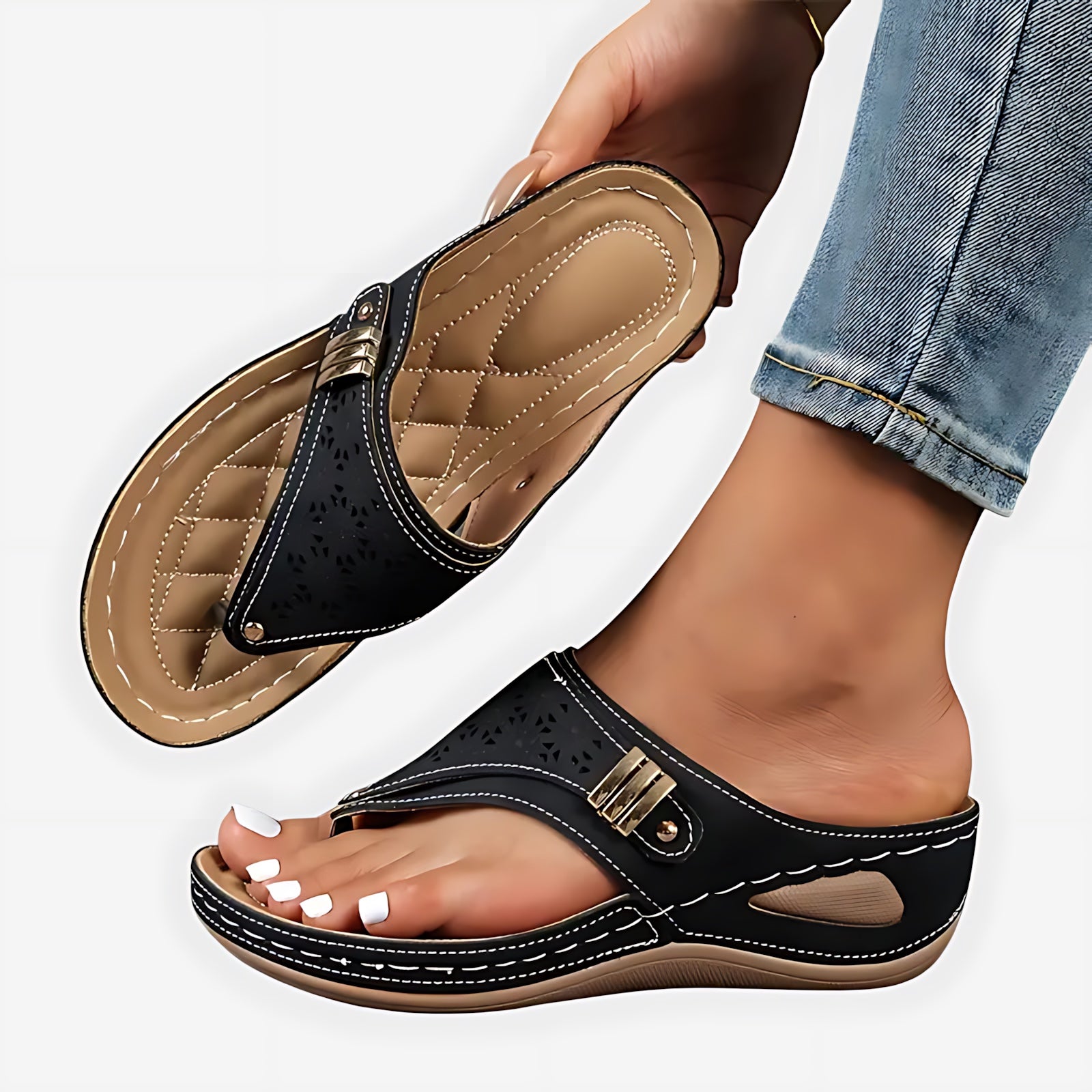 Brooke – Suede Wedge Slide Sandals