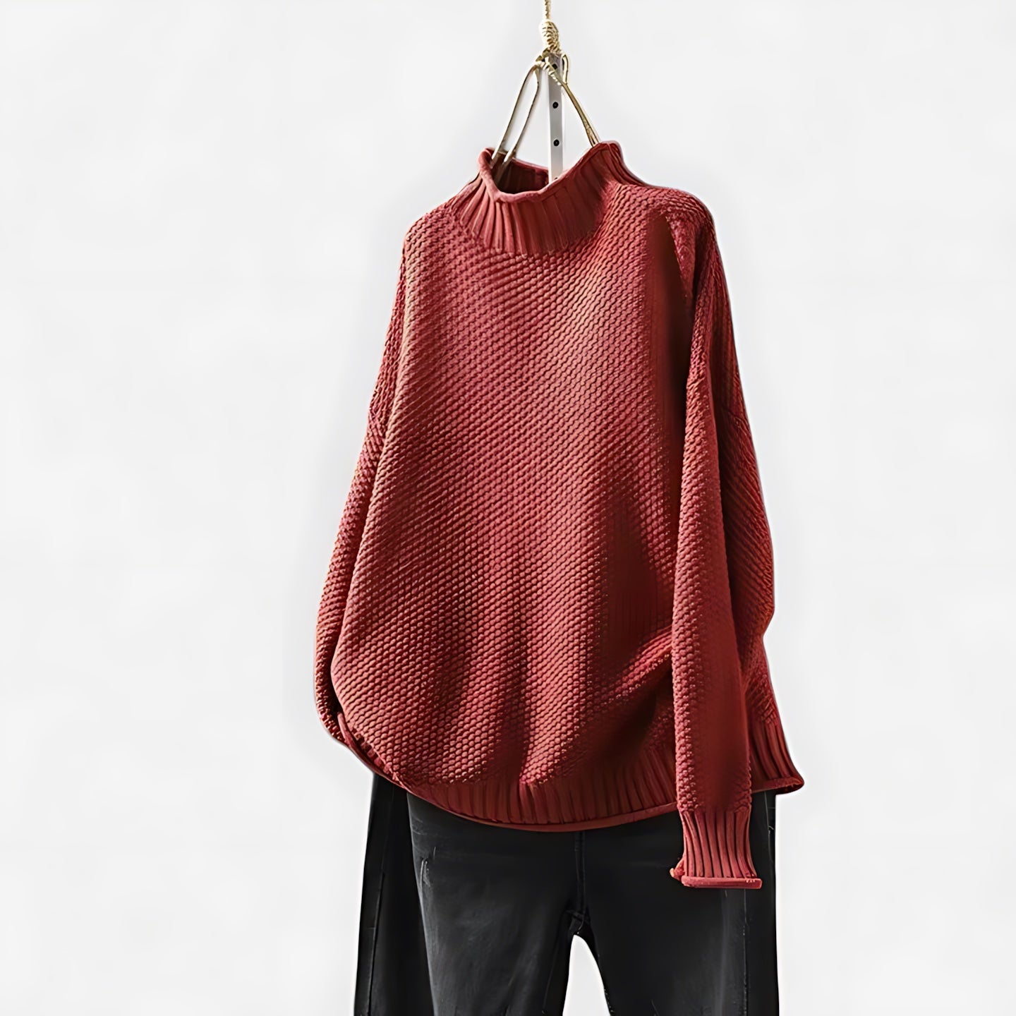 Ellie – Mock Neck Draped Knit Sweater