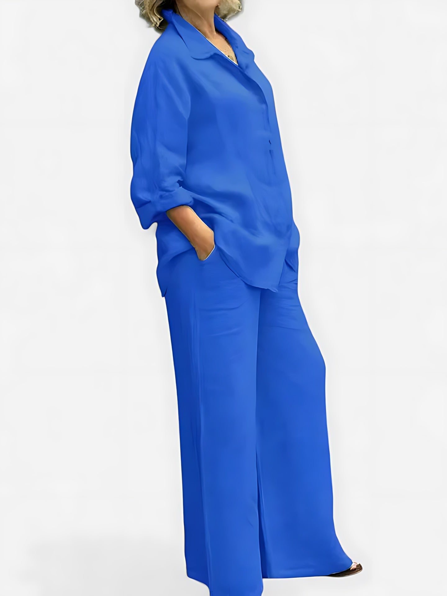 Felicity – Button Up Shirt And Wide Leg Pants Set