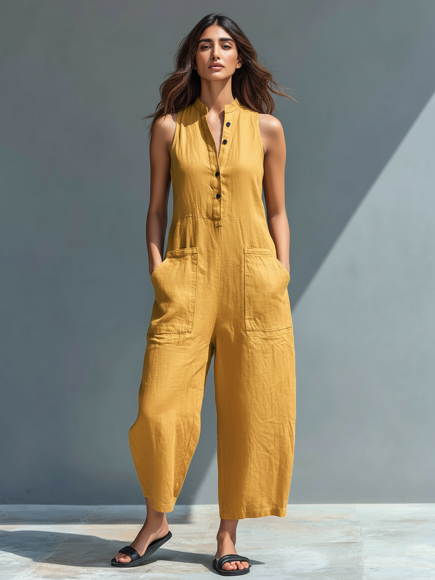 Daniela – Collared Loose Fit Wide Leg Jumpsuit