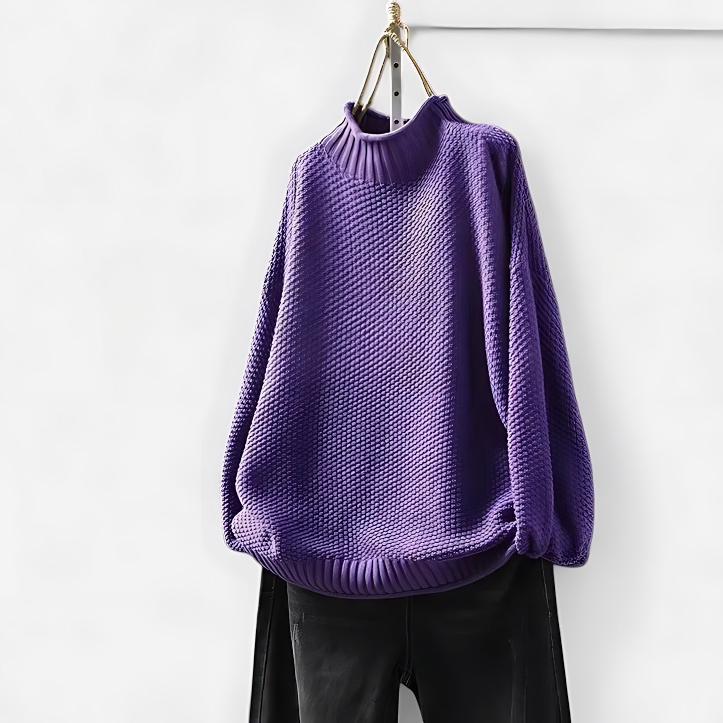 Natalie – Mock Neck Relaxed Knit Sweater
