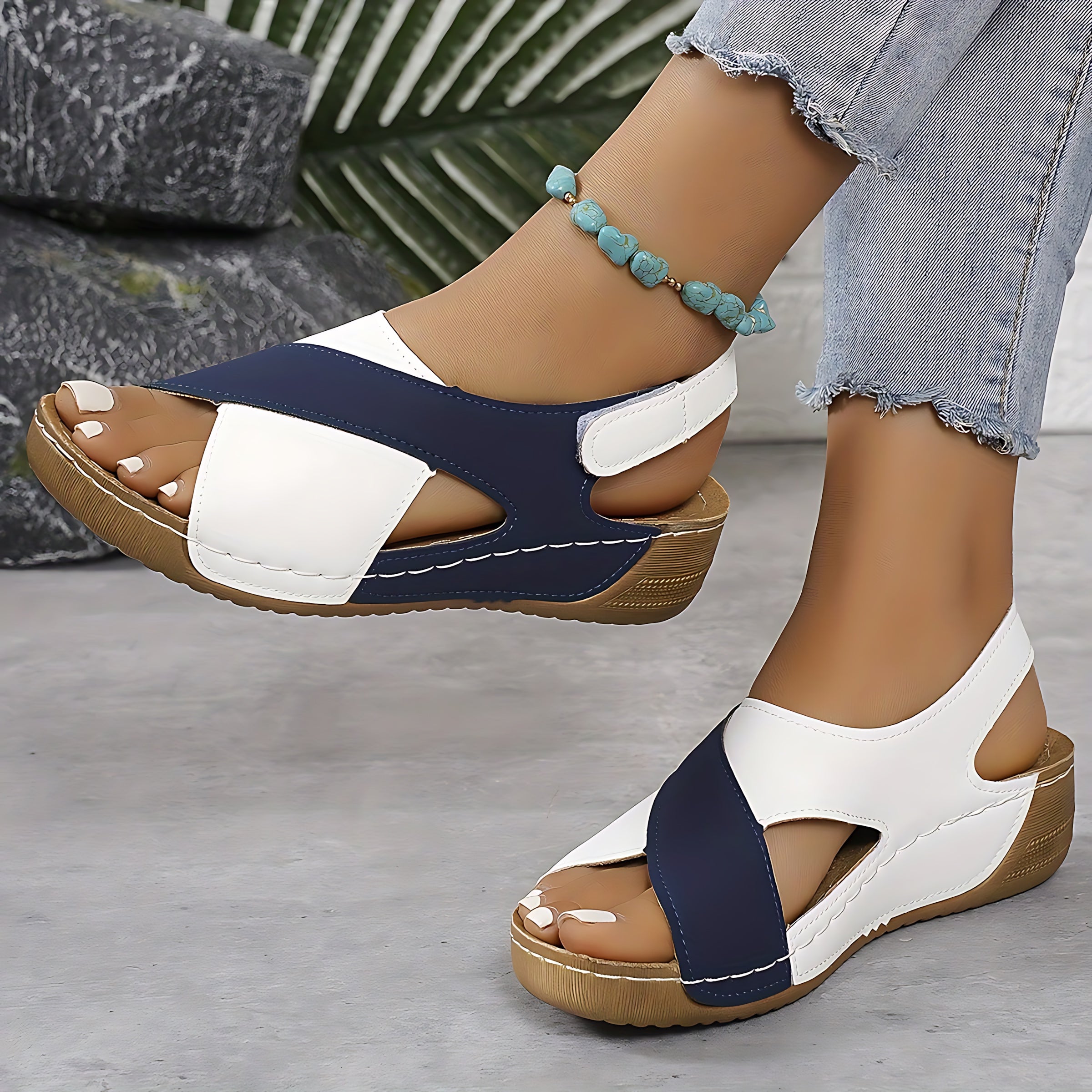 Phoebe – Cross Strap Slingback Wedge Sandals