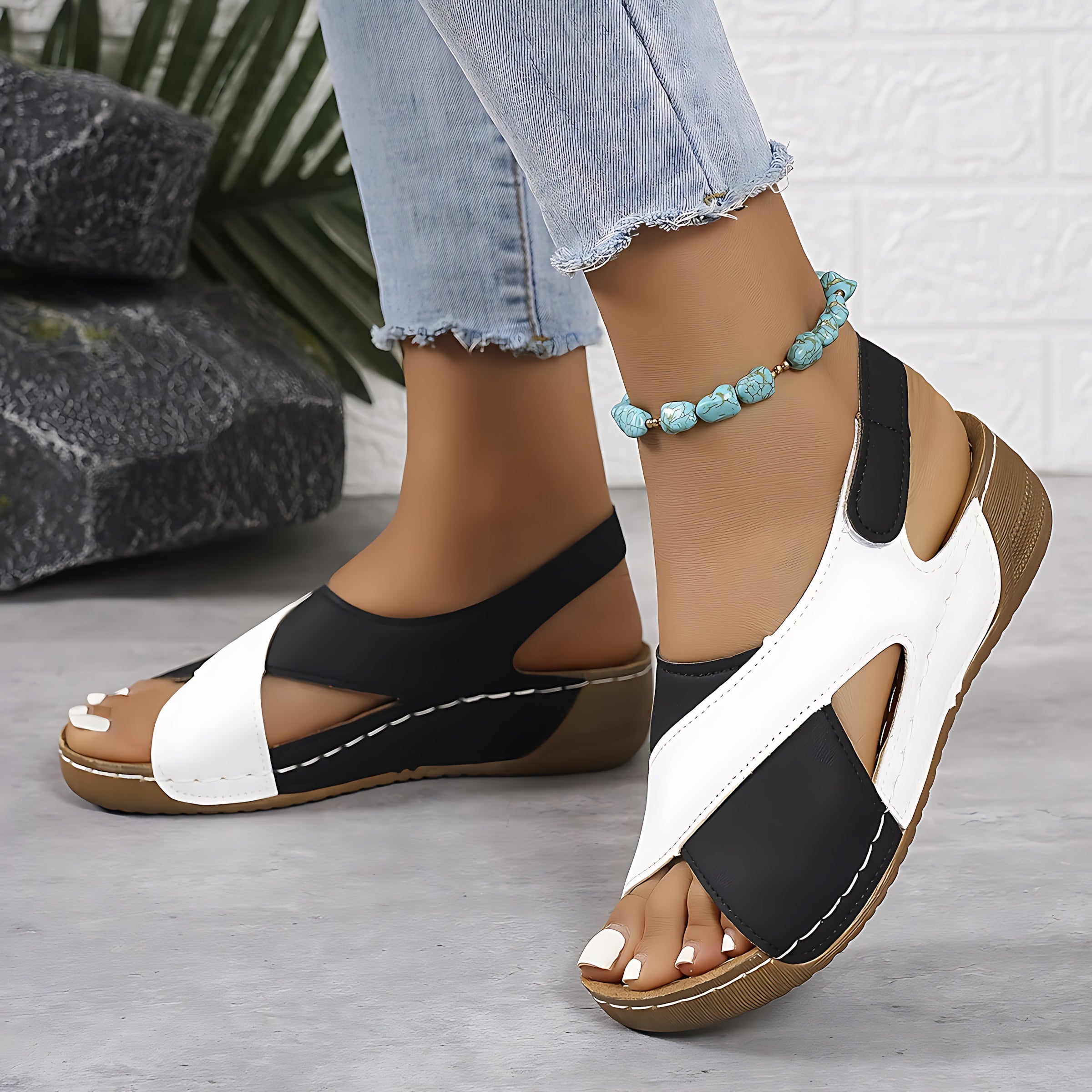 Quinn – Crisscross Ankle Strap Low Wedge Sandals