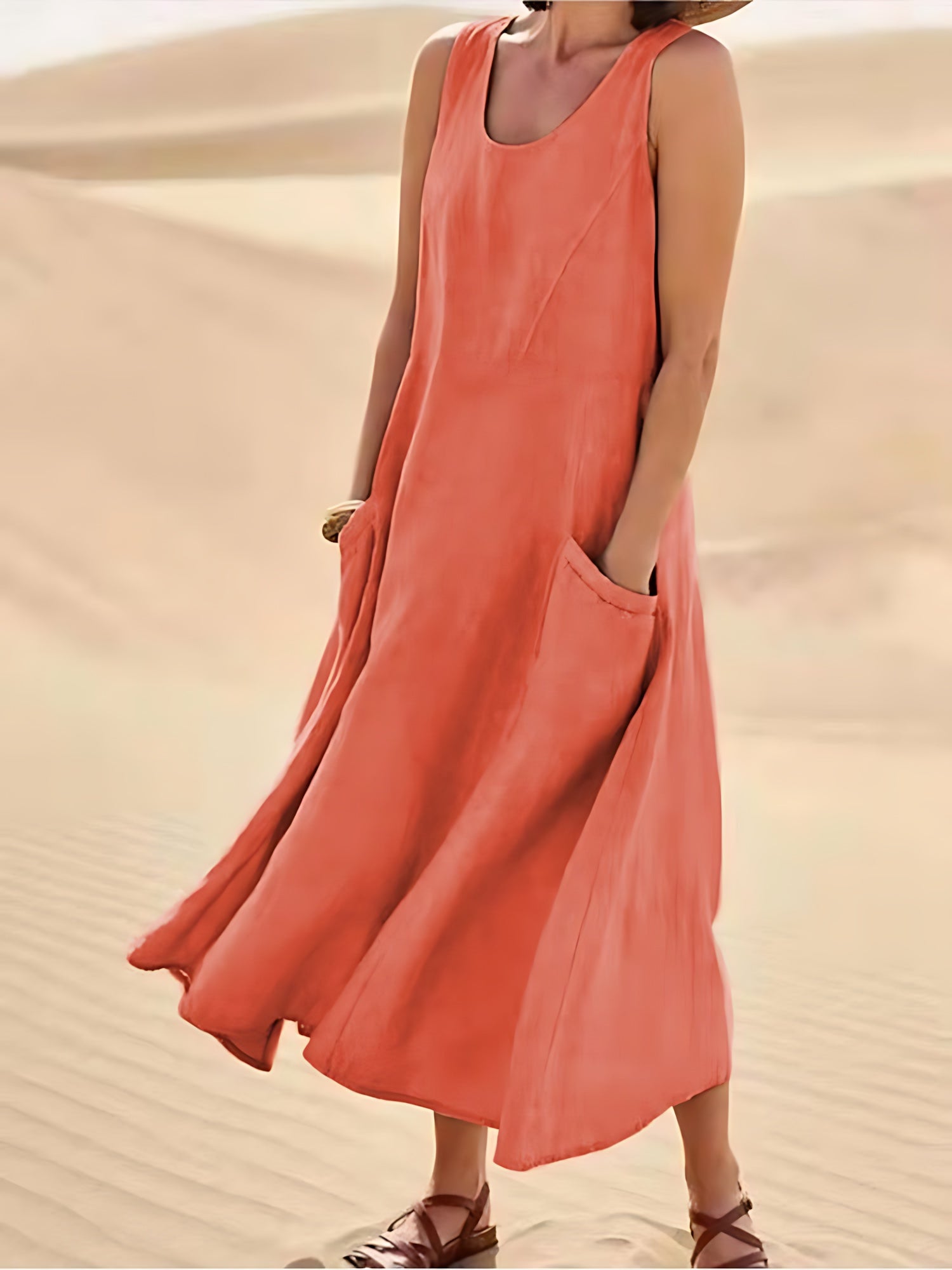 Rylee – Scoop Neck A-Line Summer Maxi Dress