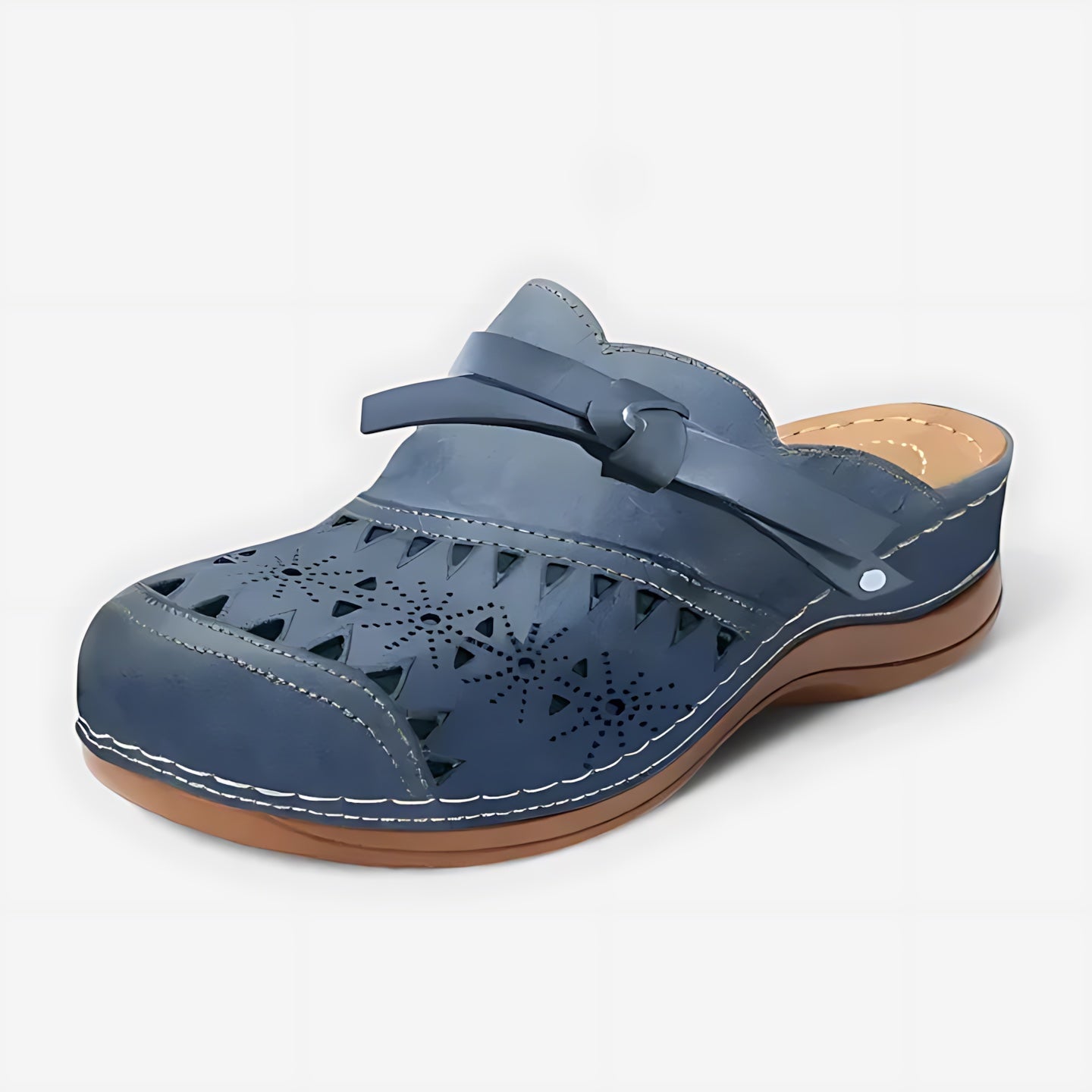Sienna – Laser Cut Closed Toe Wedge Clogs