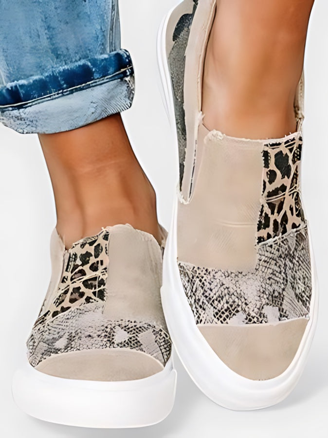 Thea – Leopard Print Canvas Slip On Sneakers