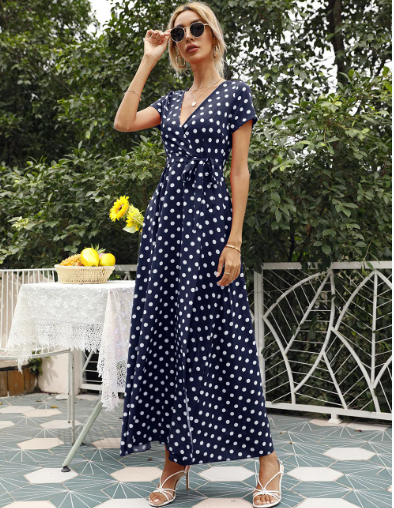 Ariel Printed Polka Dot Casual Dress