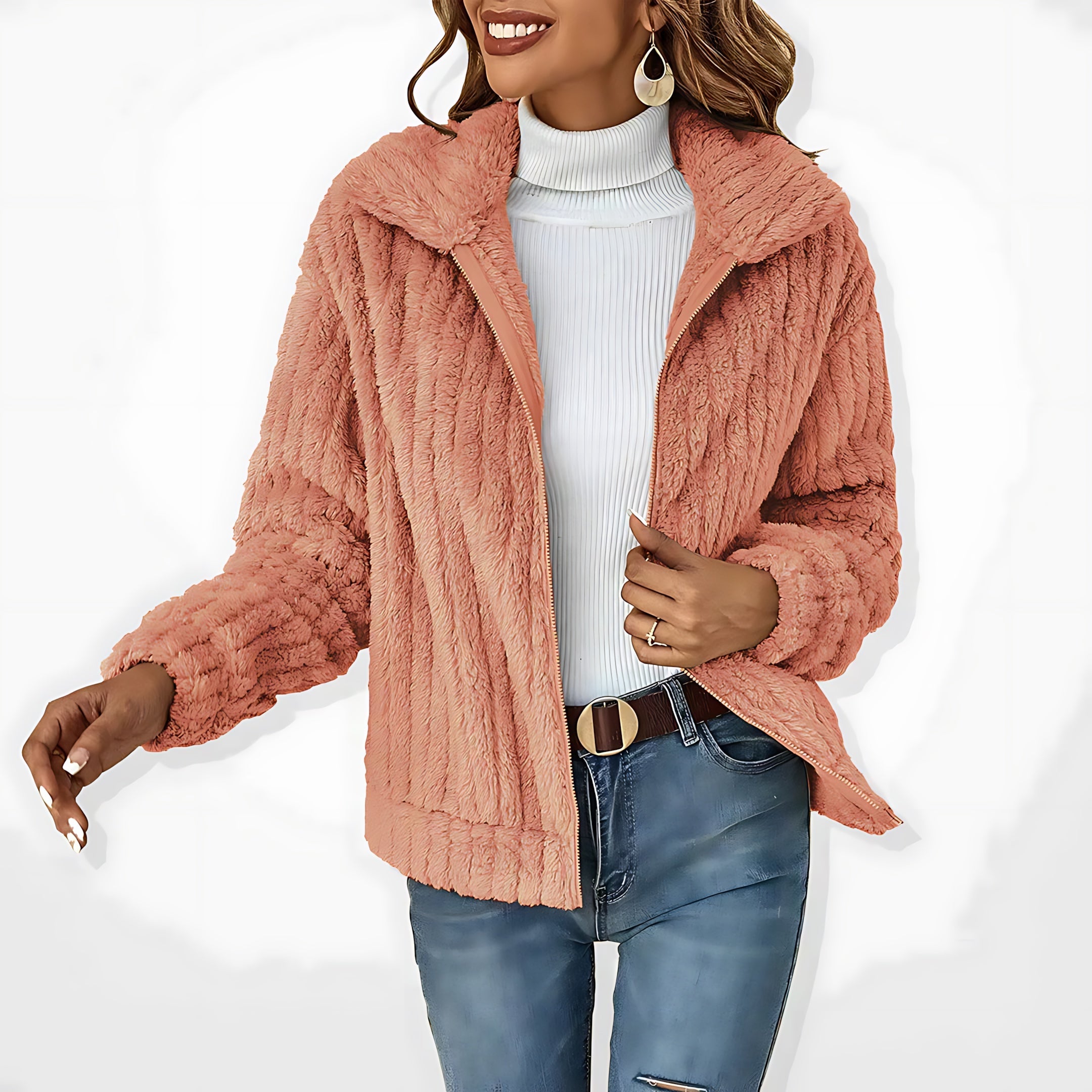 Abigail – Plush Teddy Zip Up Jacket