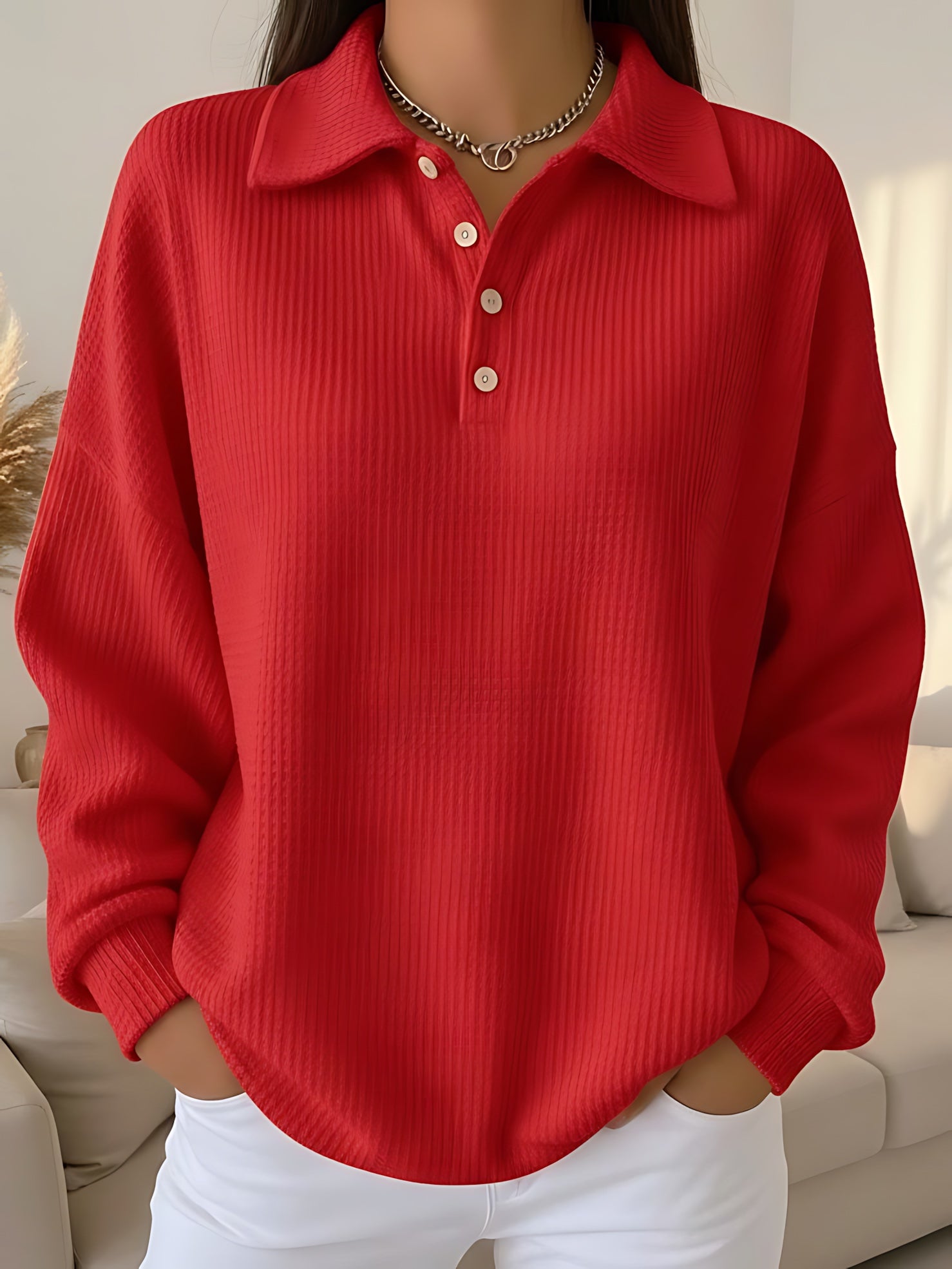 Audrey – Polo Collar Knit Sweater