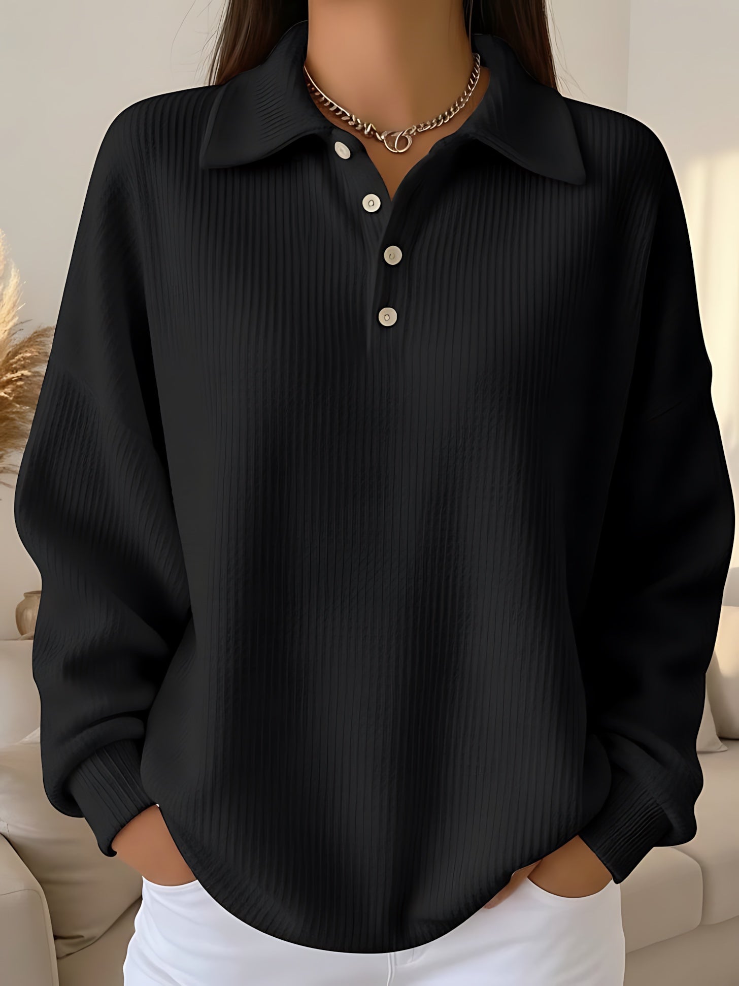 Audrey – Polo Collar Knit Sweater
