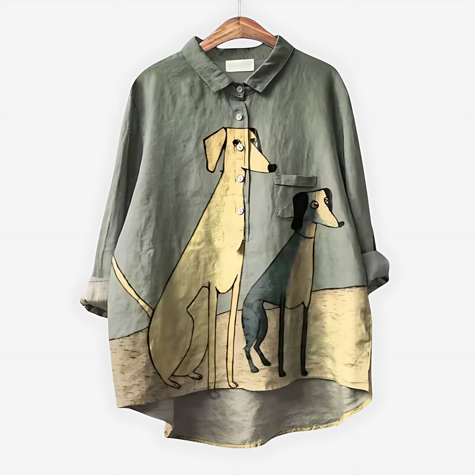 Charlie – Dachshund Print Button Up Blouse