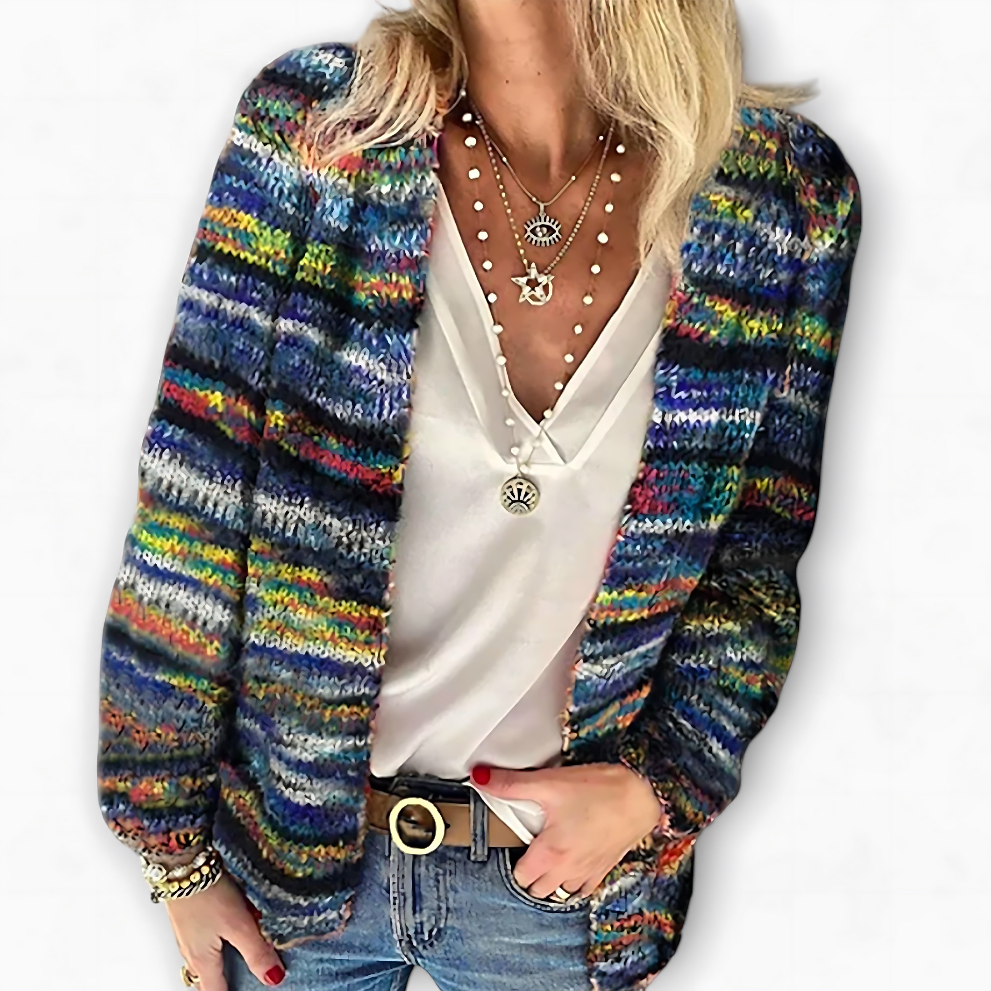 Charlie – Striped Space Dye Knit Cardigan