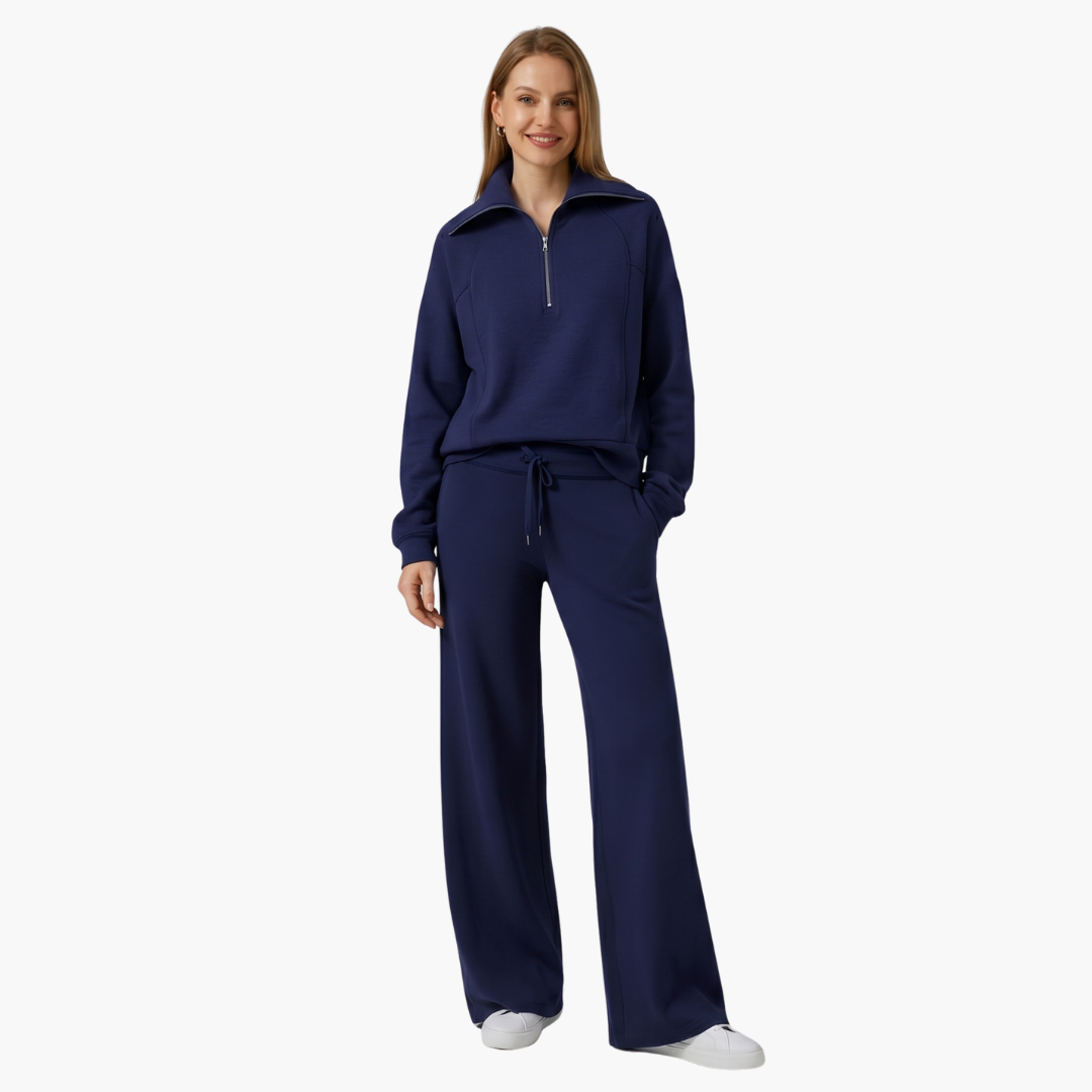 Opal – Half Zip Top And Wide Leg Pants Lounge Two Piece Set