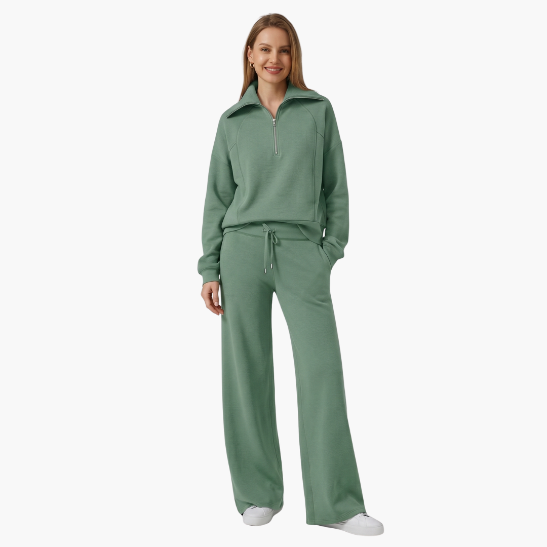 Opal – Half Zip Top And Wide Leg Pants Lounge Two Piece Set