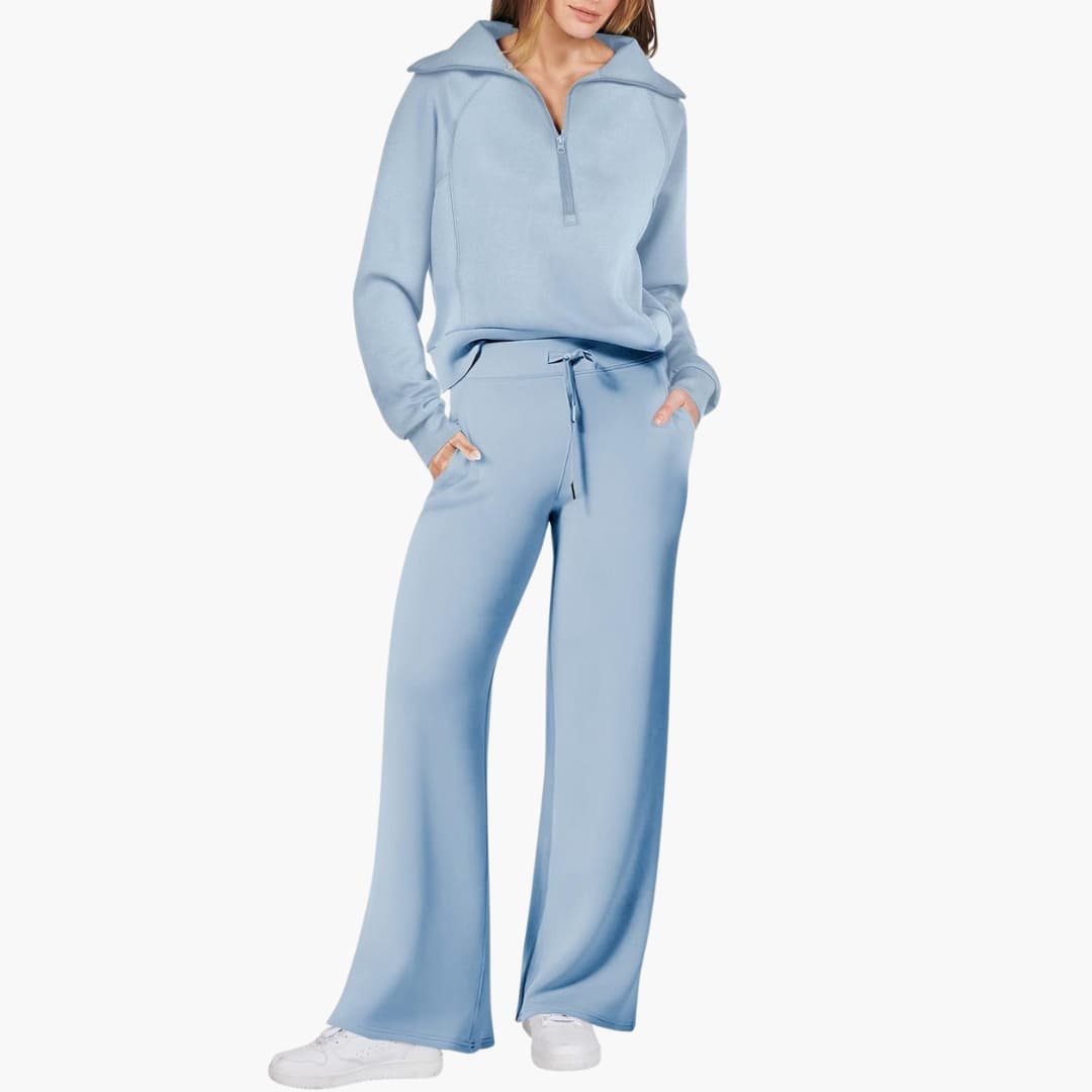 Opal – Half Zip Top And Wide Leg Pants Lounge Two Piece Set