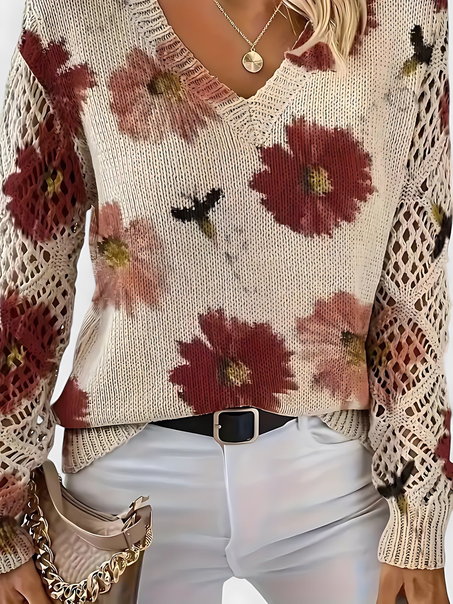 Diana – Floral Print V Neck Blouse