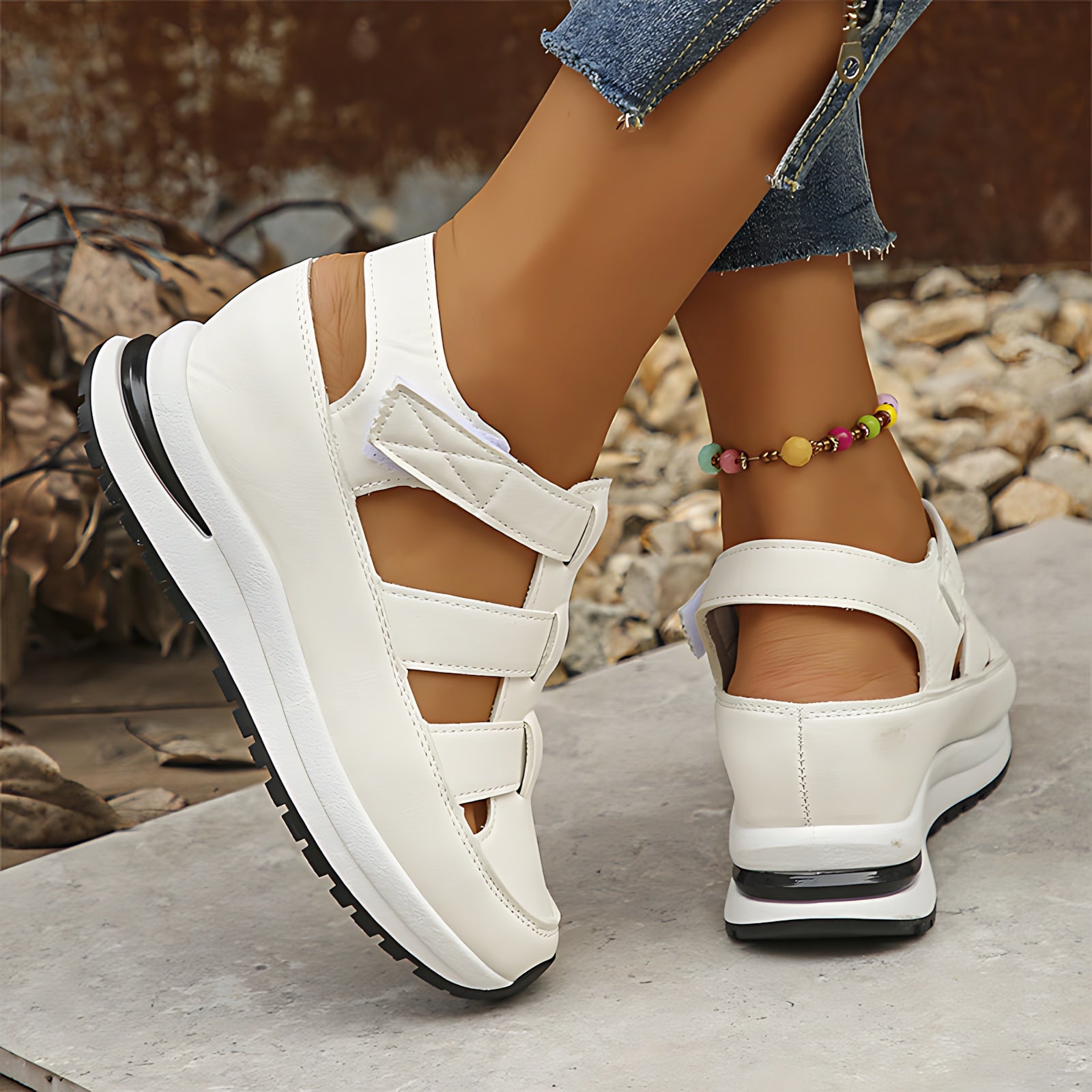Esther – Closed Toe Cutout Wedge Sandals