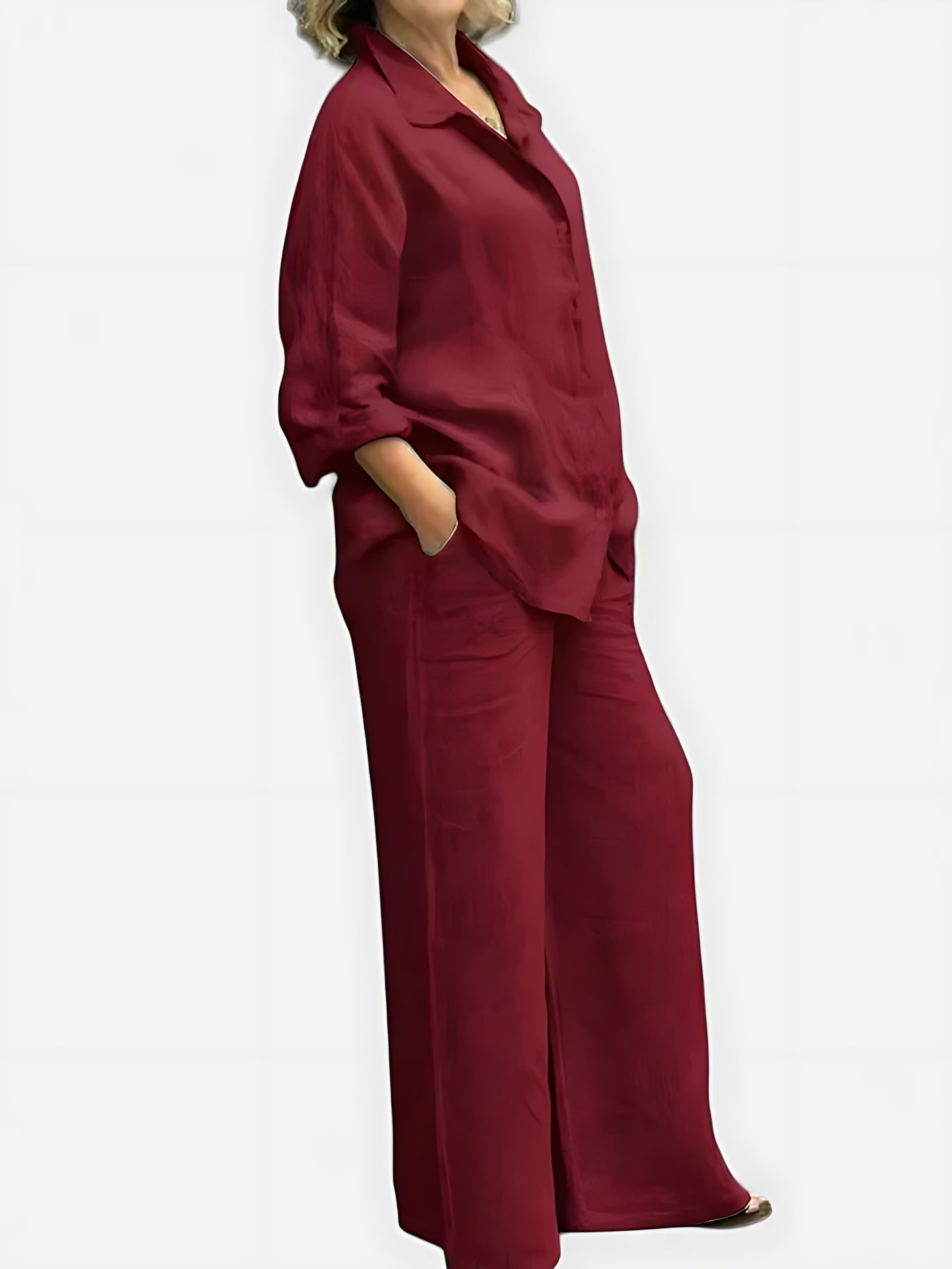 Felicity – Button Up Shirt And Wide Leg Pants Set