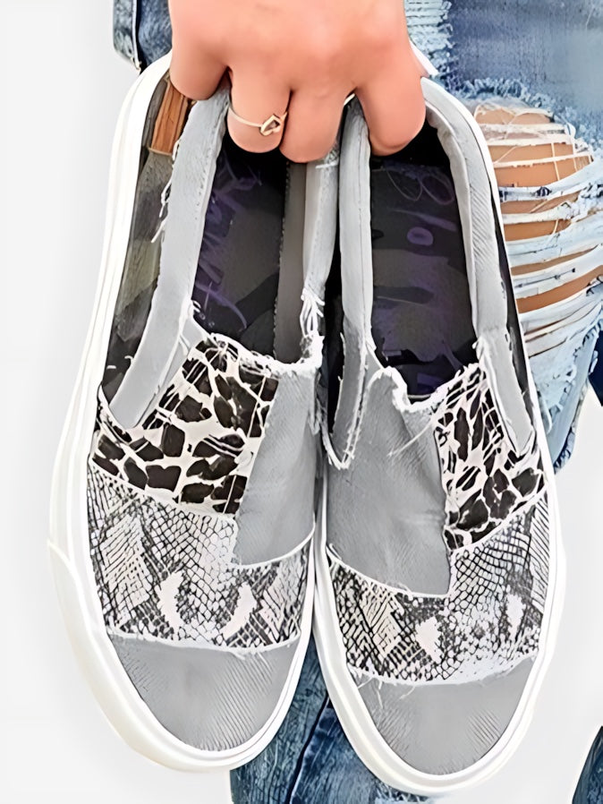 Harriet – Leopard Print Canvas Slip On Sneakers