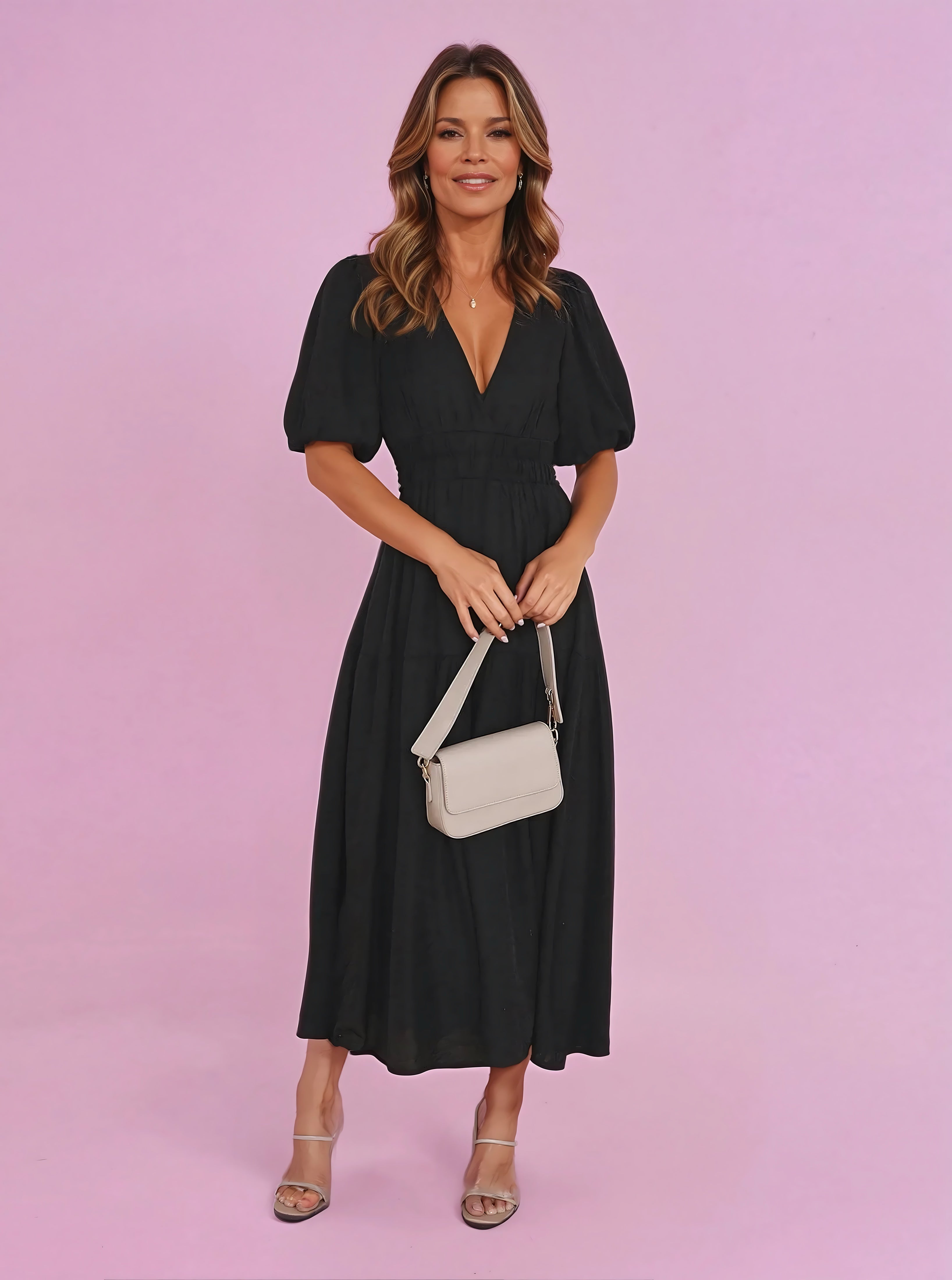 Margot – V Neck Flutter Sleeve Summer Maxi Dress