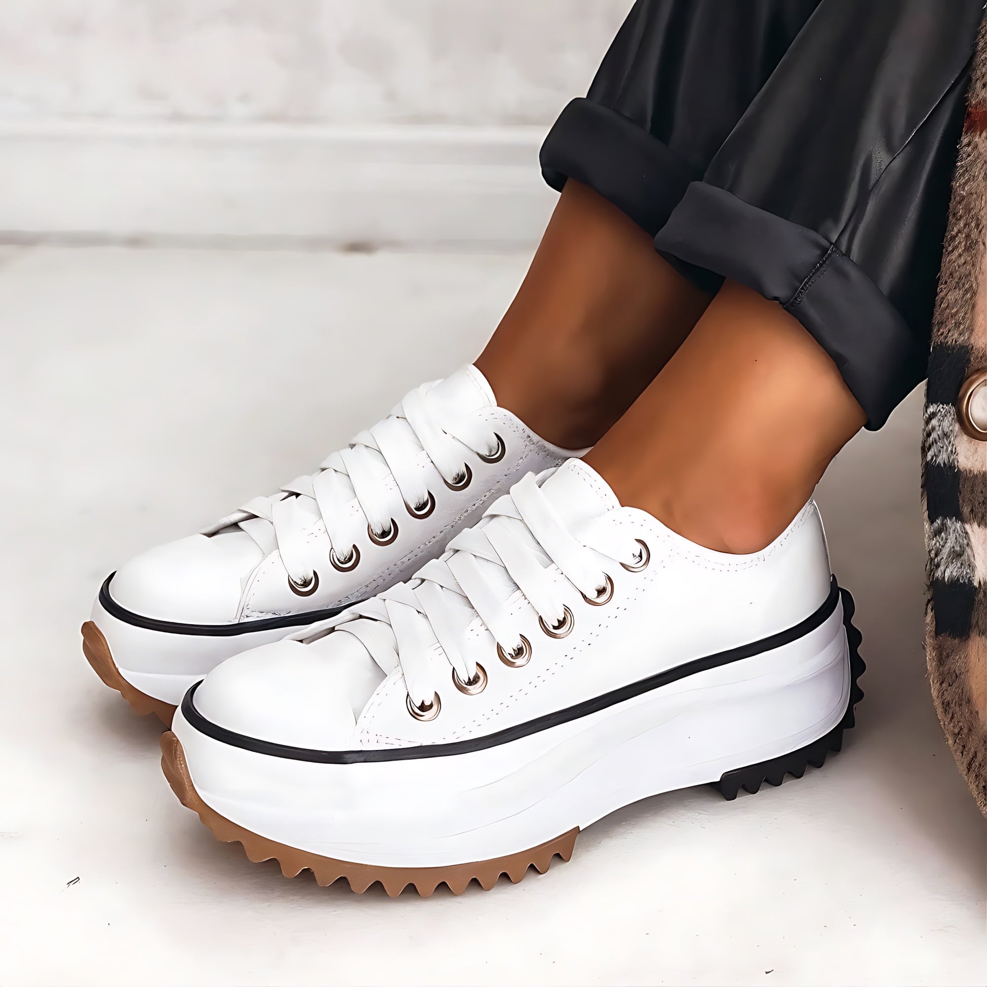 Mia – Canvas Lace Up Platform Sneakers