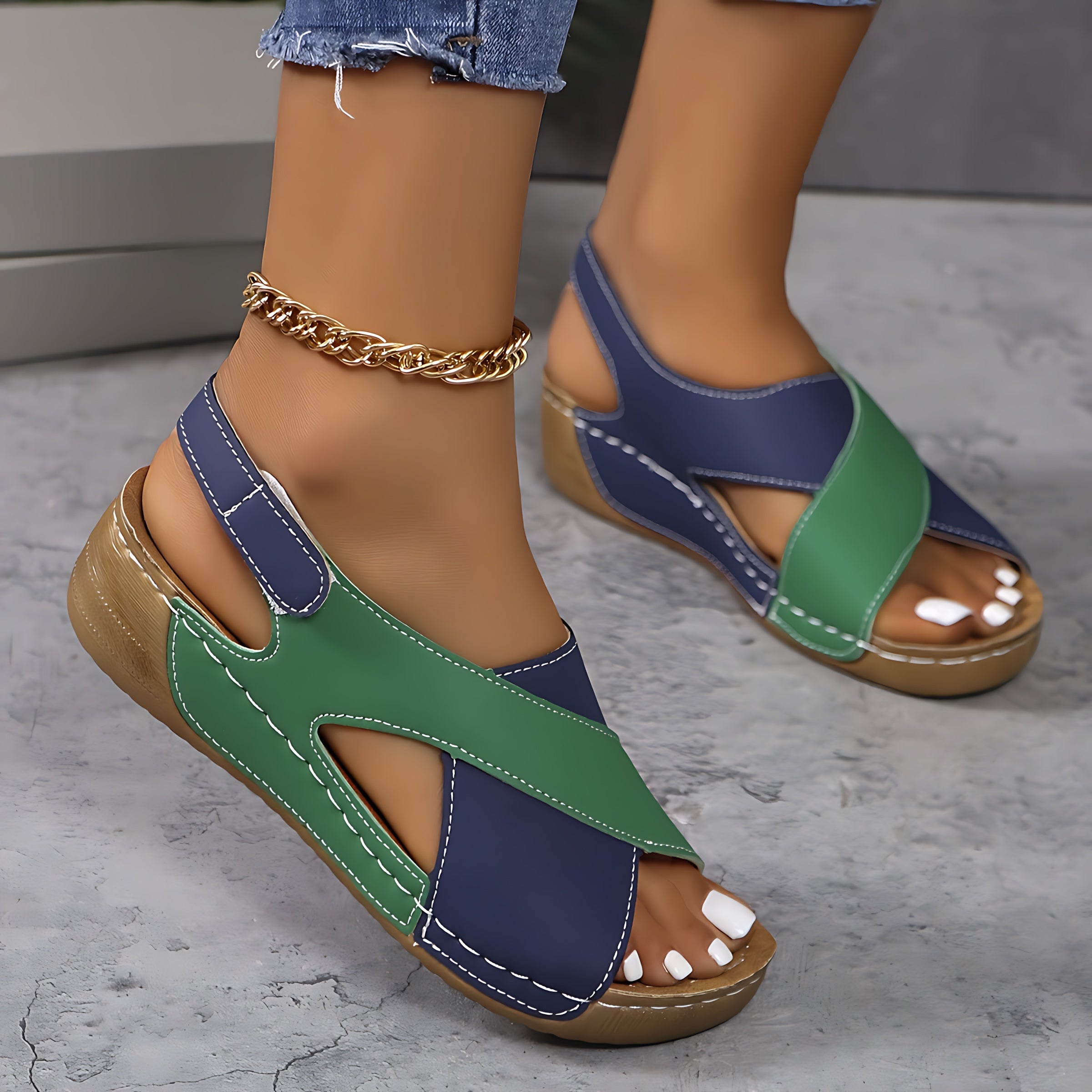 Quinn – Crisscross Ankle Strap Low Wedge Sandals