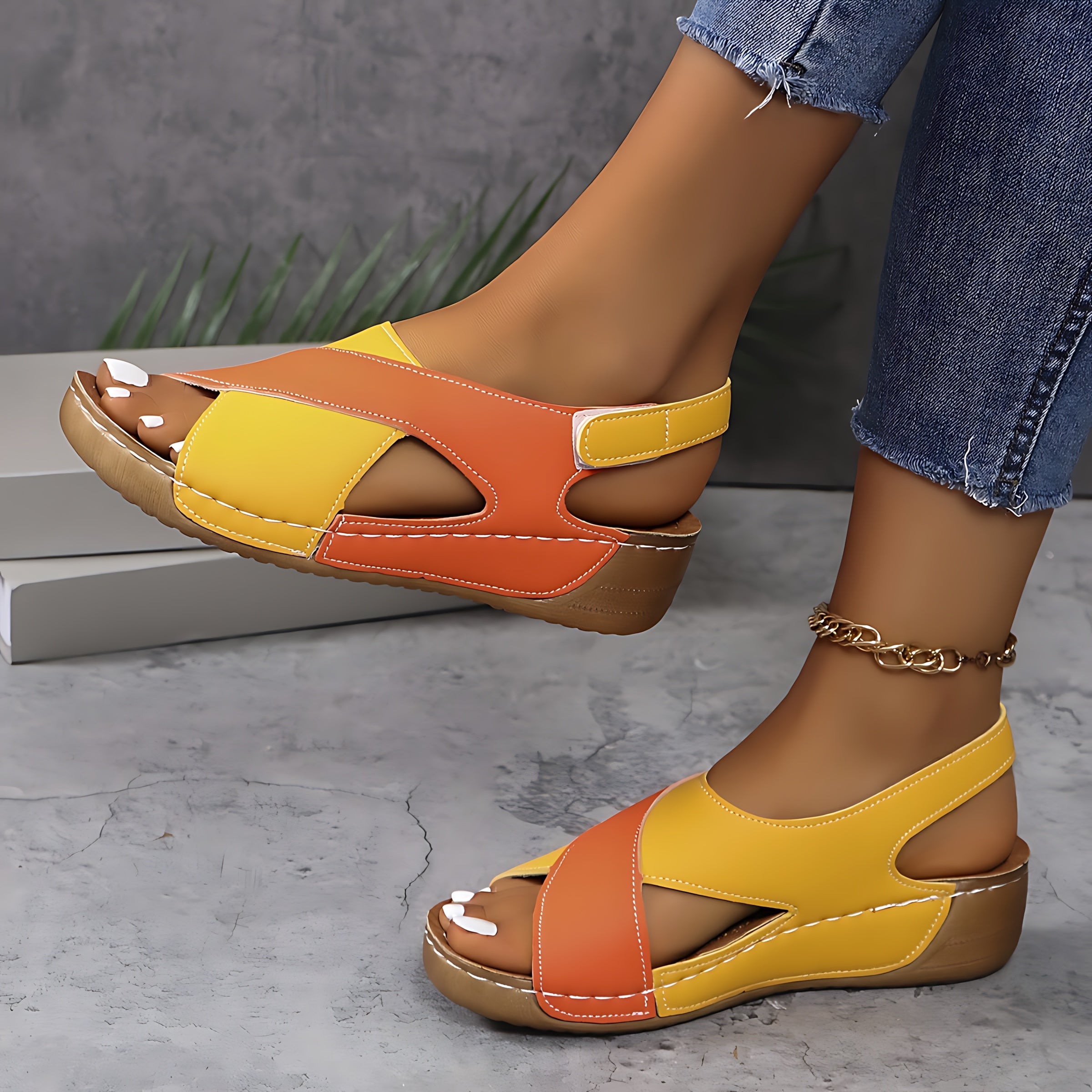 Quinn – Crisscross Ankle Strap Low Wedge Sandals