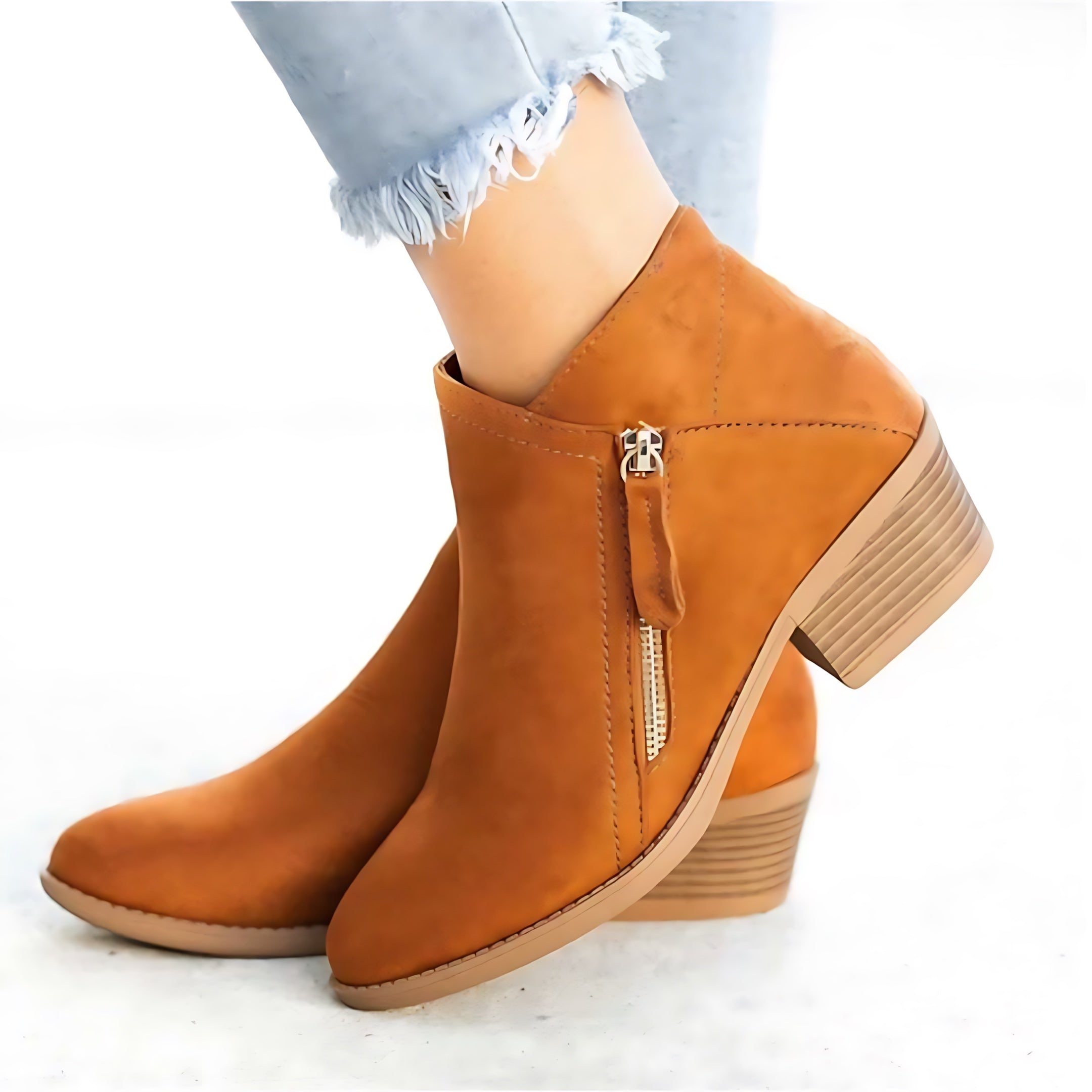 Reagen – Suede Pointed Toe Side Zip Ankle Boots