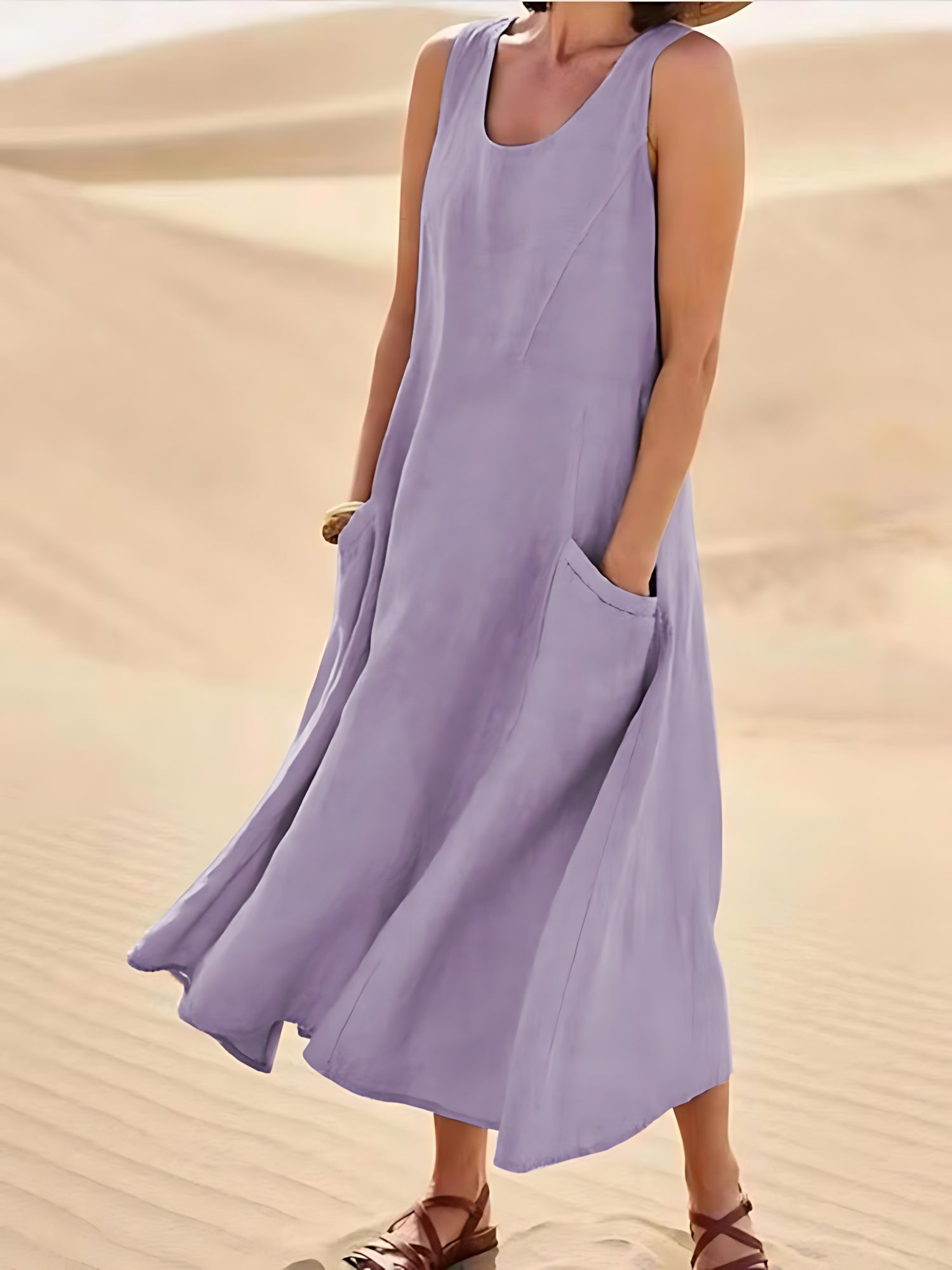 Rylee – Scoop Neck A-Line Summer Maxi Dress