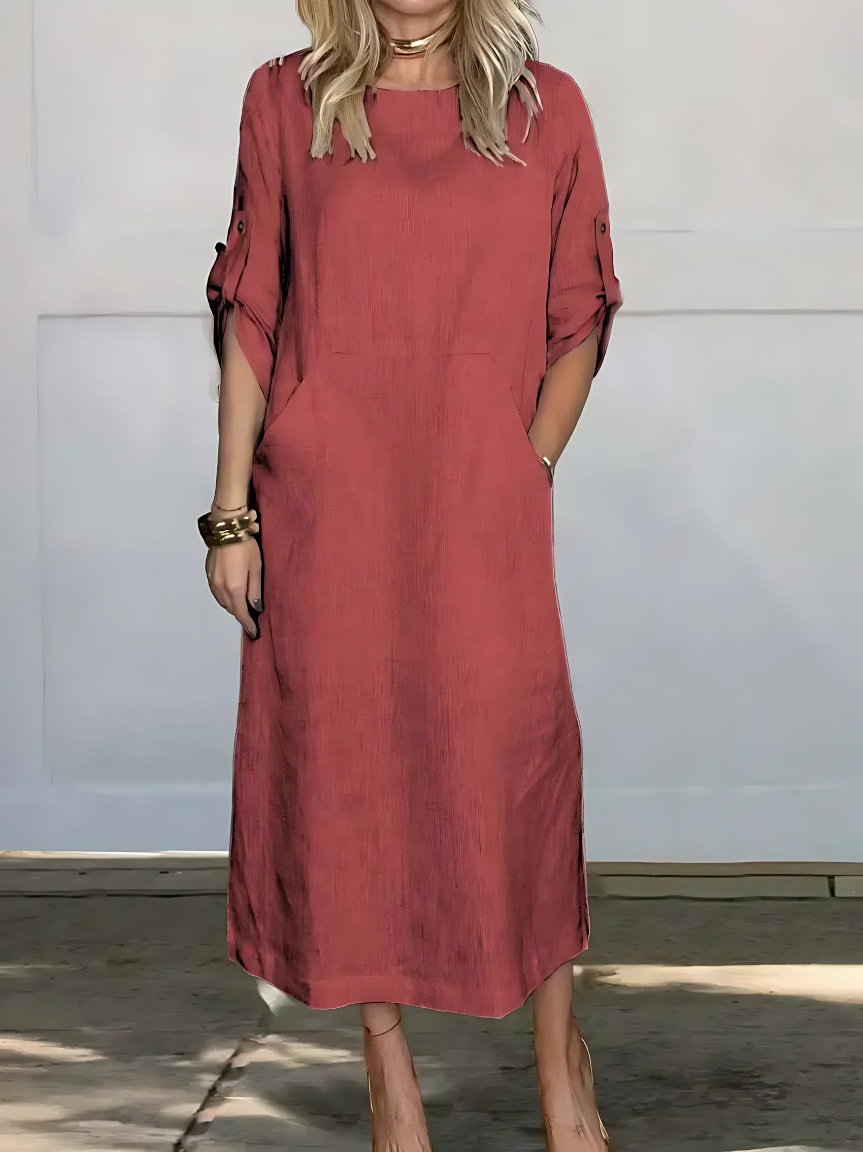 Violet – Crew Neck A Line Maxi Dress
